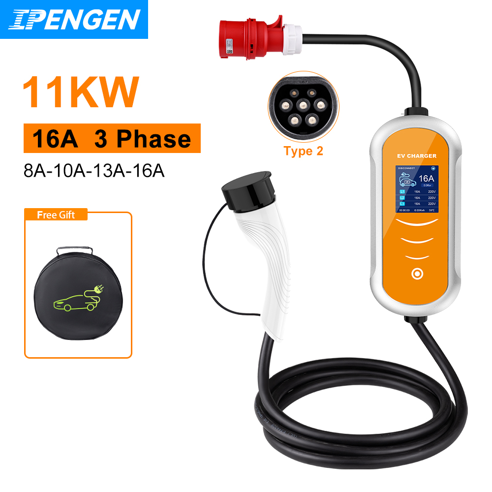 IPENGEN EV Charger 16A 11KW Ty - Type 2 Portable Ev Charger 11Kw Cee recension och pris