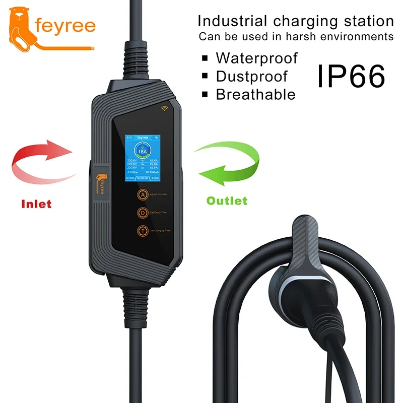 feyree 11KW 16A 3Phase Type2 P - Type 2 Portable Ev Charger 11Kw Cee recension och pris