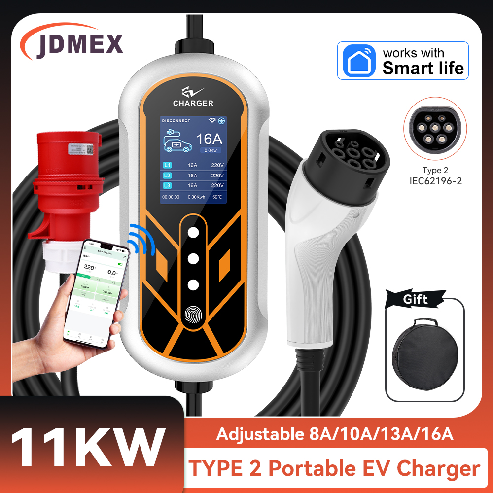 JDMEX 11KW Type2 EV Charger Po - Type 2 Portable Ev Charger 11Kw Cee recension och pris