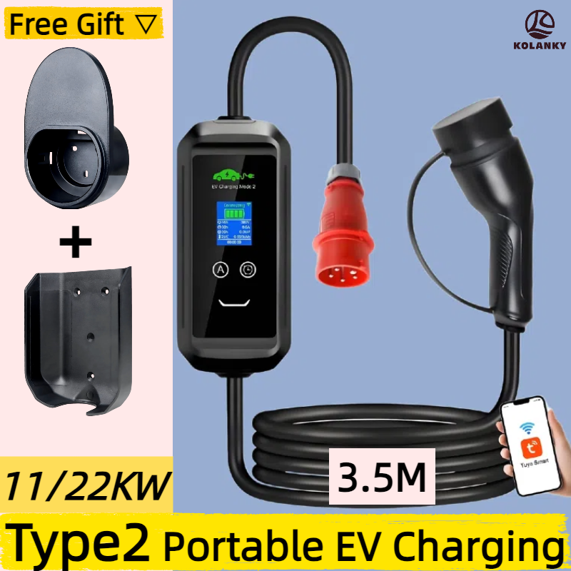 3.5M Cable Type2 EV Portable C - Type 2 Portable Ev Charger 11Kw Cee recension och pris