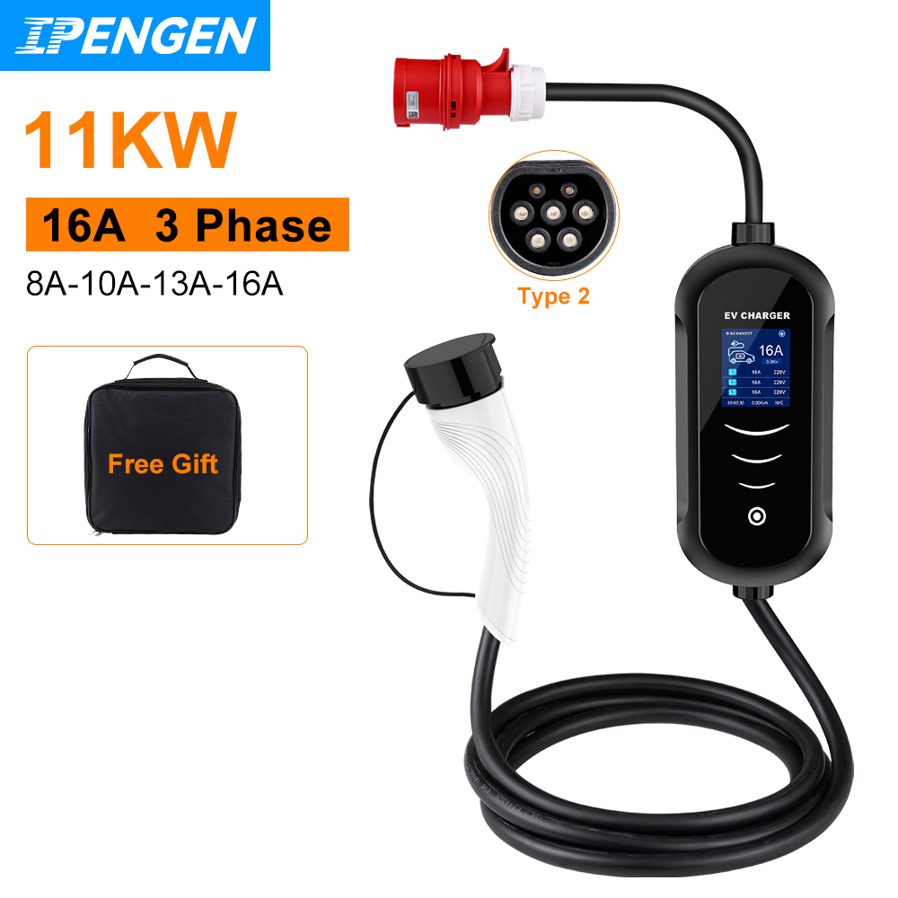 IPENGEN 11KW 16A 3 Phase EV Po - Type 2 Portable Ev Charger 11Kw Cee recension och pris